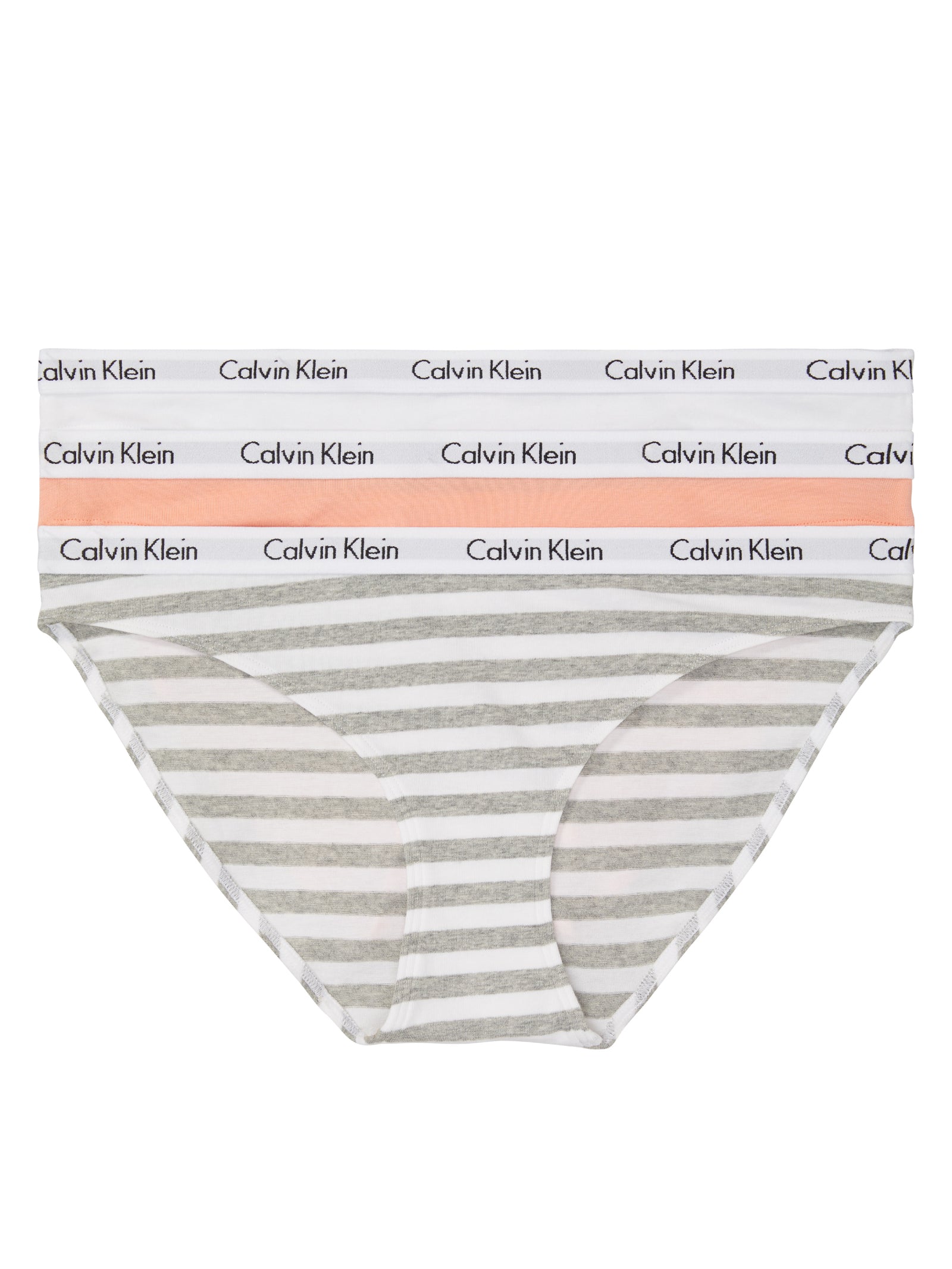 3 Pack of Carousel Bikini Brief in Mellow Orange, White & Rainer Stripe & Grey Heather