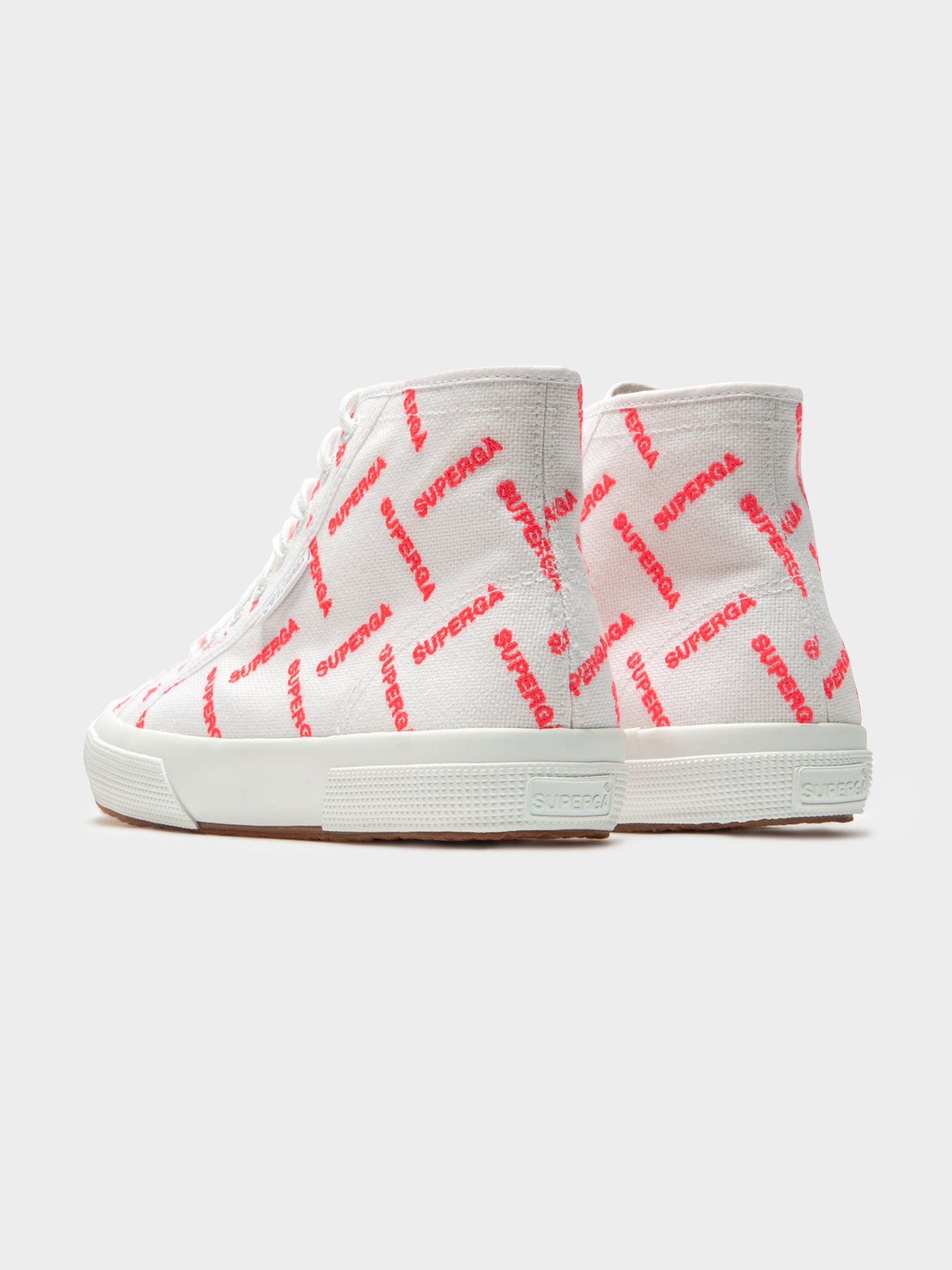 2795 Cotumb Logo High Top Sneakers in White & Red