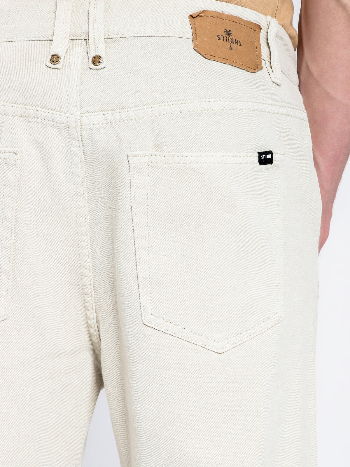 Drilled Chopped 5-Pocket Pants in Dirty White Denim - Glue Store