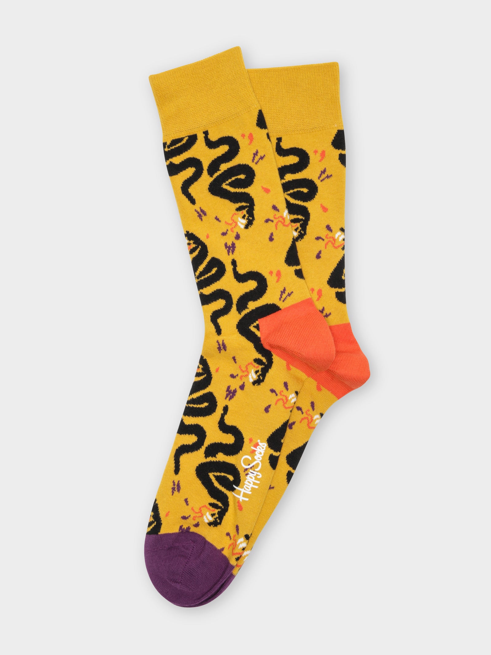 1 Pair of Snake Socks in Mustard Combed Cotton