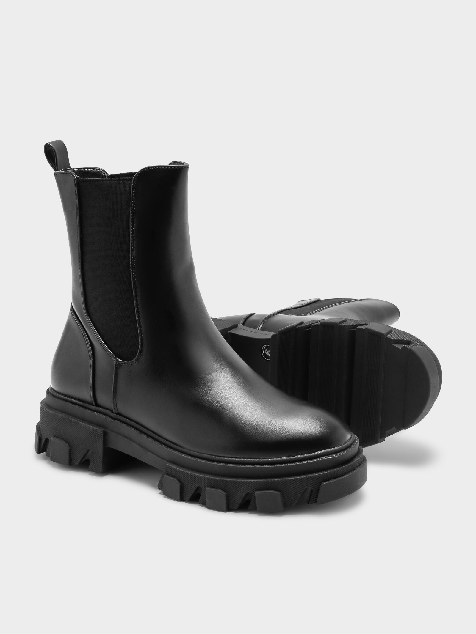 Aspen Boots in Black Faux Leather