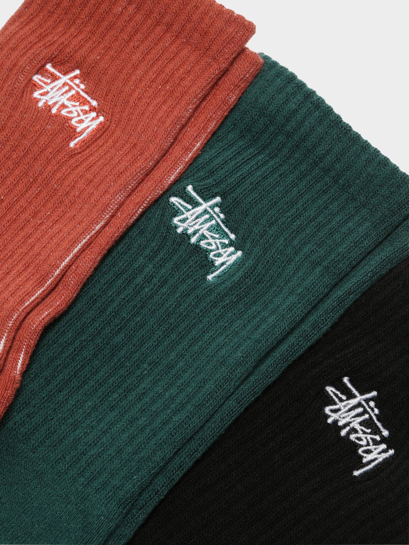 3 Pairs of Graffiti Crew Socks in Orange Green & Black