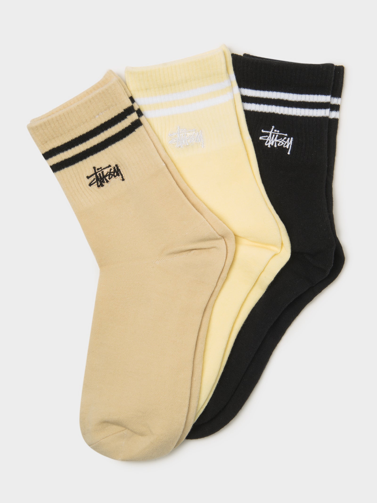 3 Pairs of Graffiti Crew Socks in Safari Butter & Black