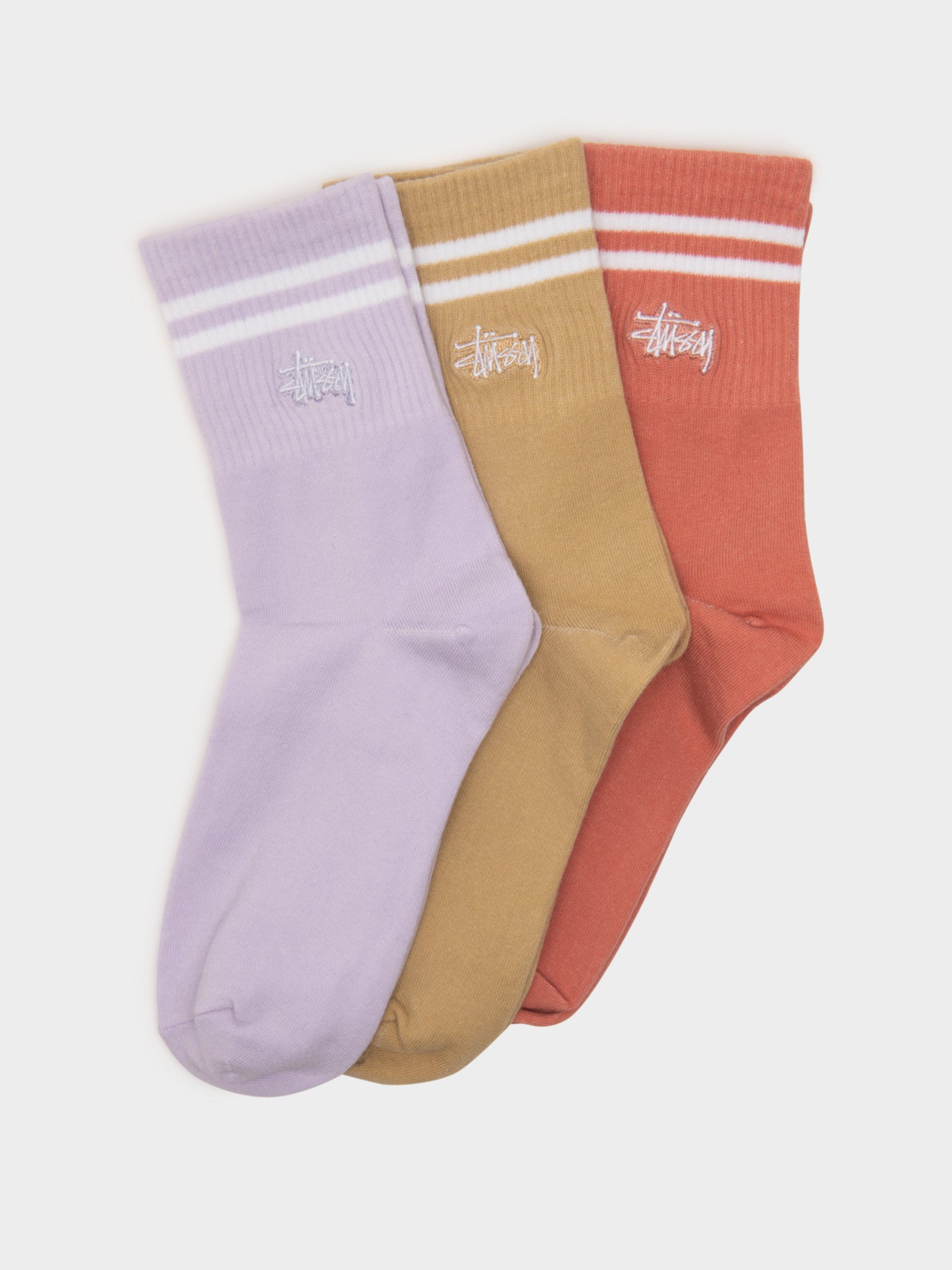 3 Pairs of Graffiti Socks in Lilac, Tan & Orange