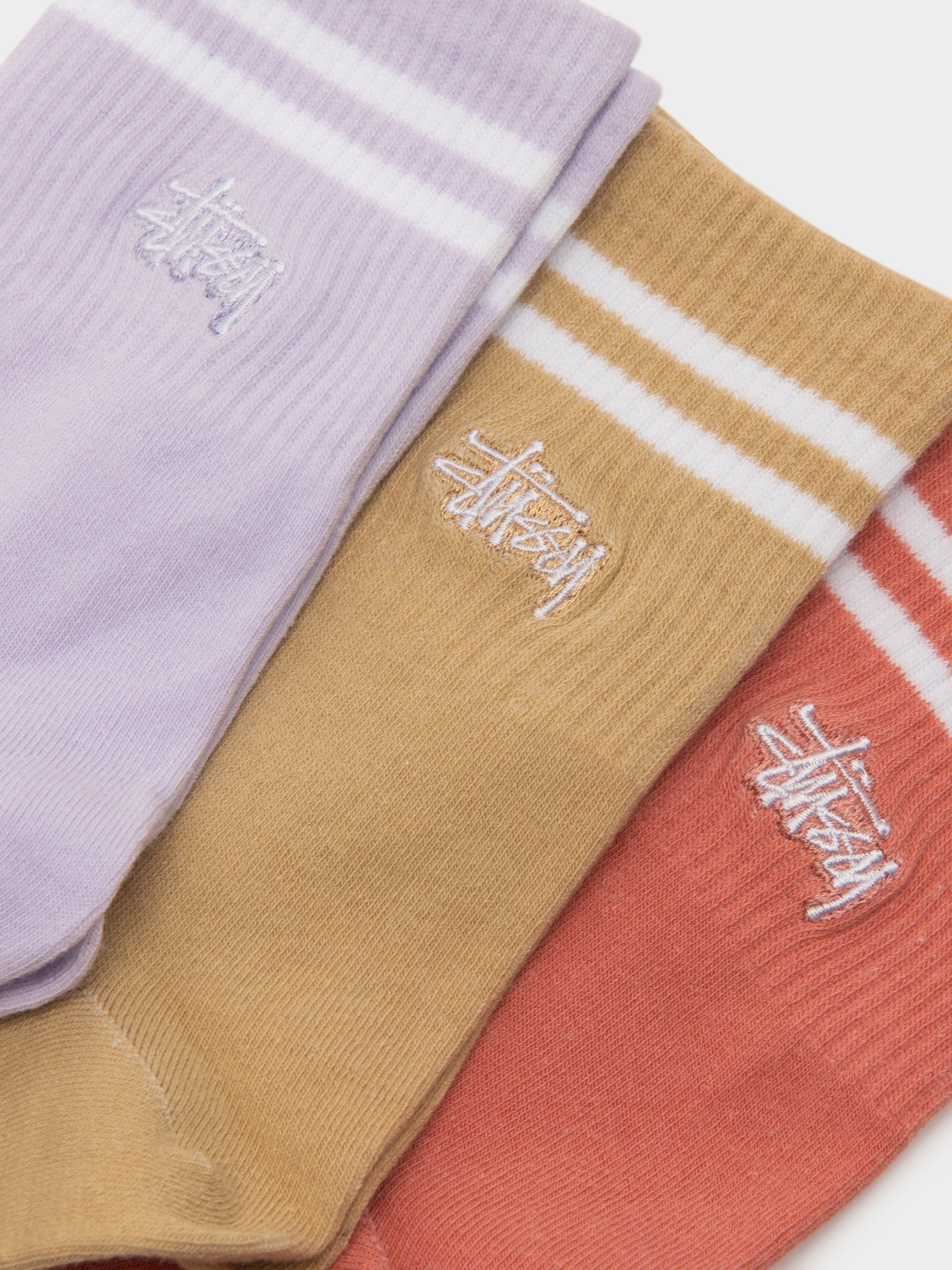 3 Pairs of Graffiti Socks in Lilac, Tan & Orange