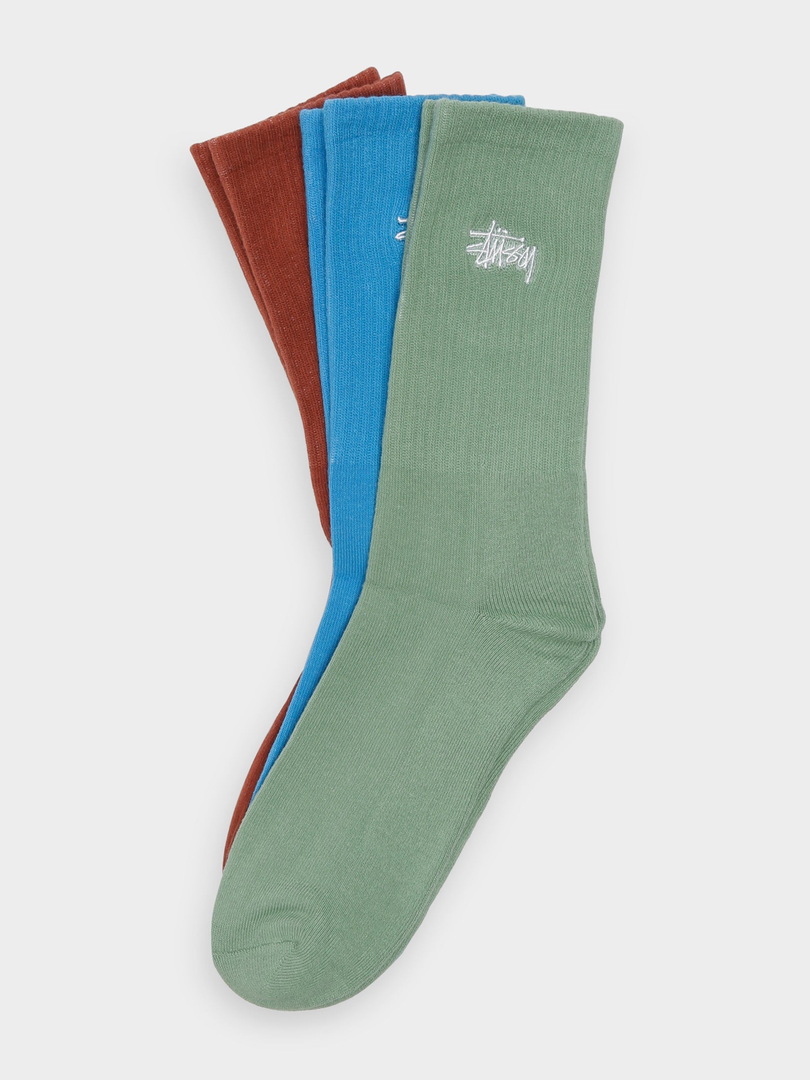 3 Pairs Of Graffiti Crew Socks in Red Blue & Green