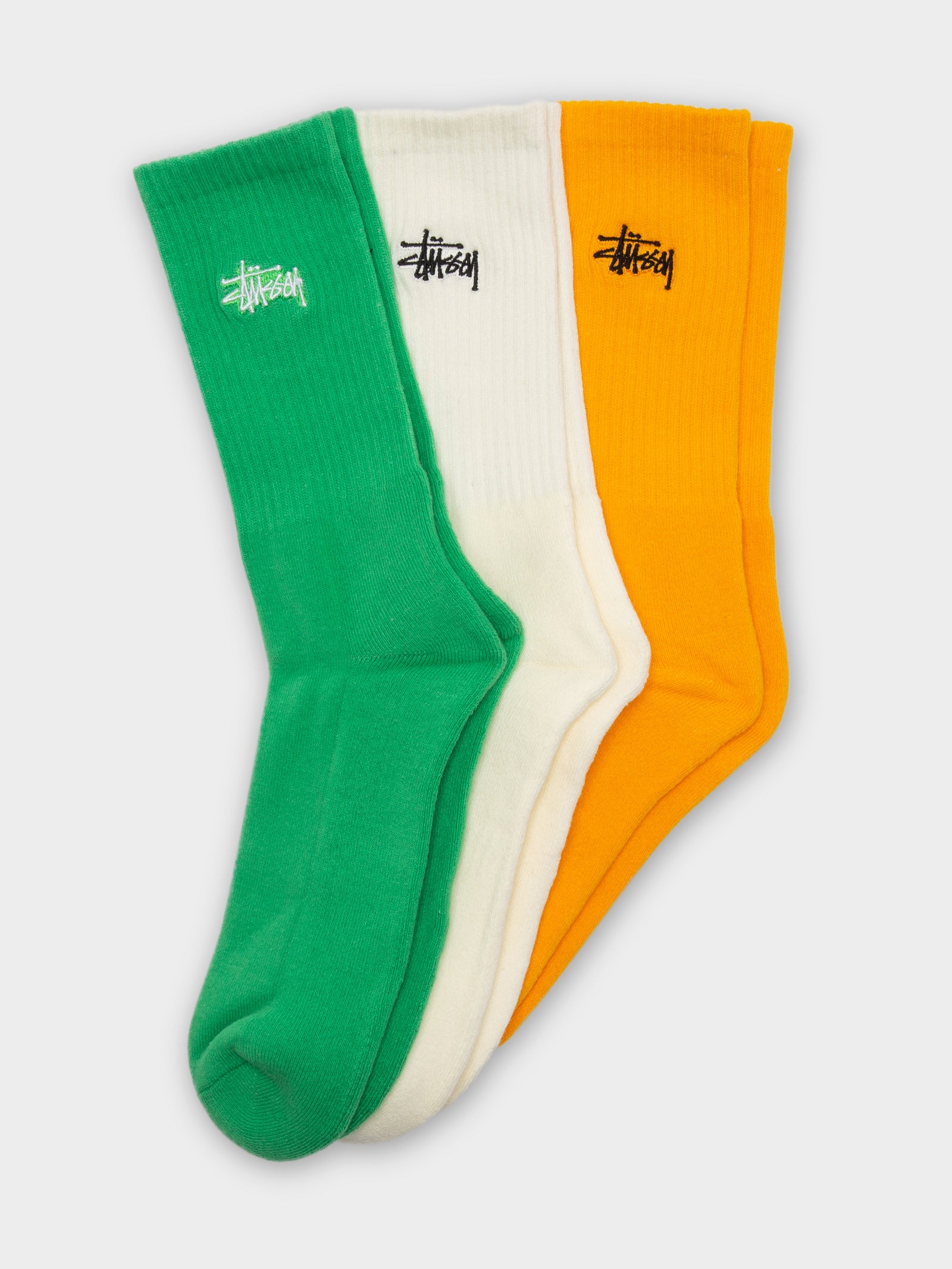 3 Pairs of Men's Graffiti Socks in Green, Orange & White