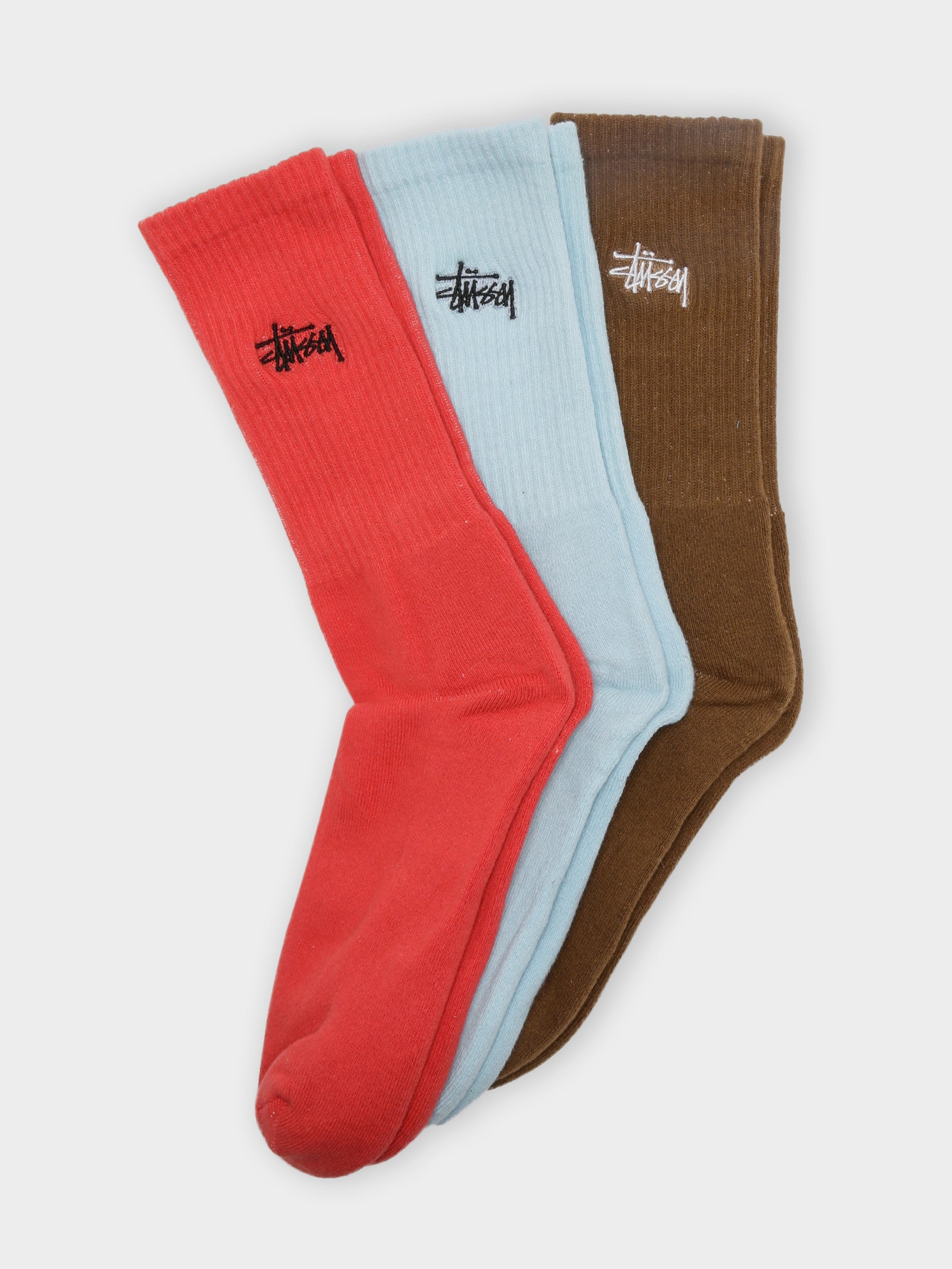 3 Pairs of Mens Graffiti Socks in Orange, Blue & Brown