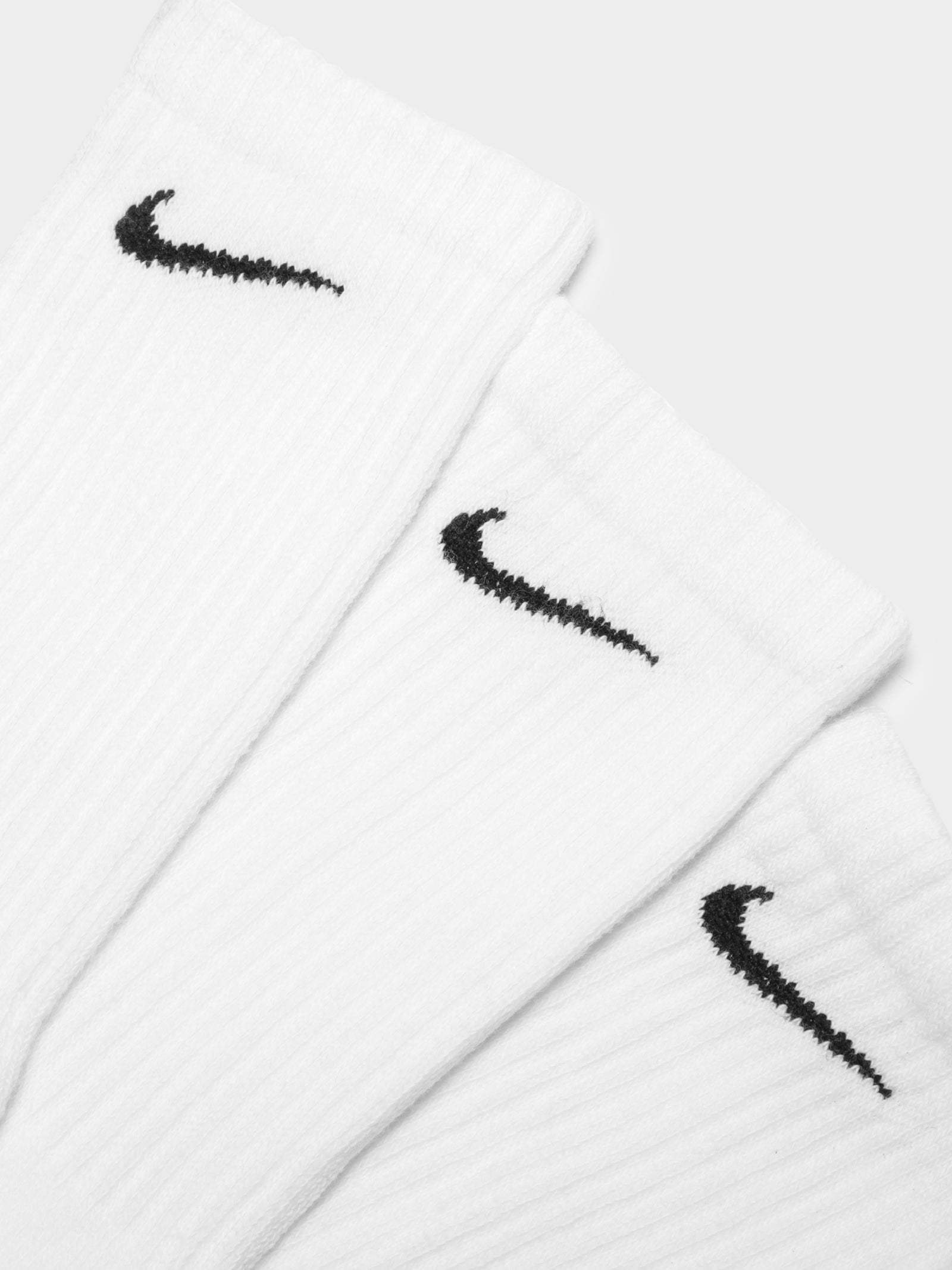 3 Pairs of Everyday Cushioned Training Crew Socks in White