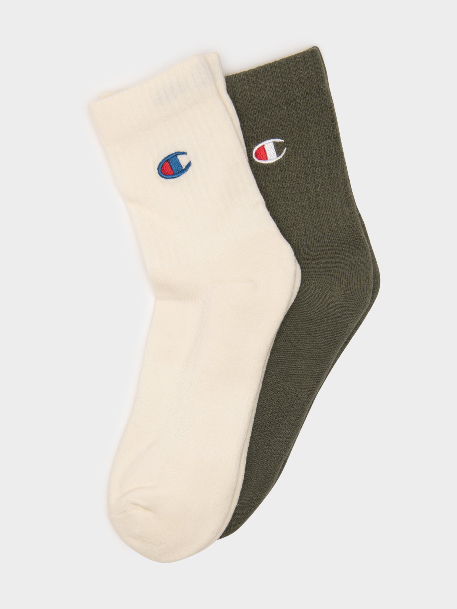 2 Pack Lifestyle C Logo Crew Socks in Khaki