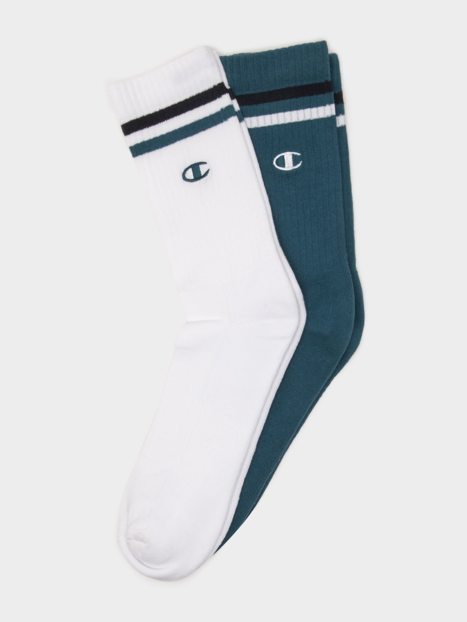 2 Pairs of Branded C Crew Socks in White and Blue