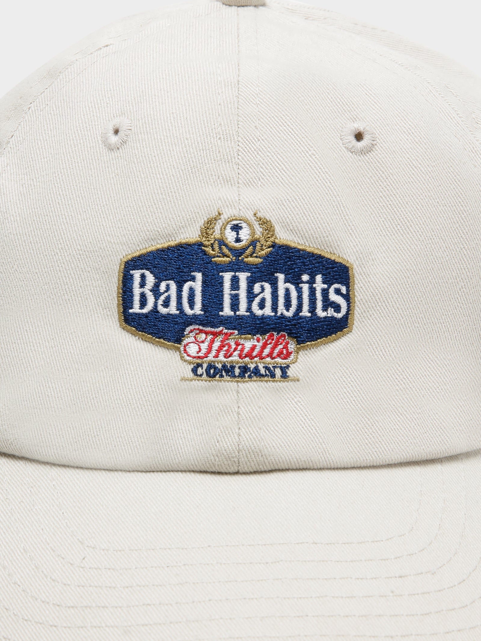 Bad Habits 6 Panel Cap in Dirty White