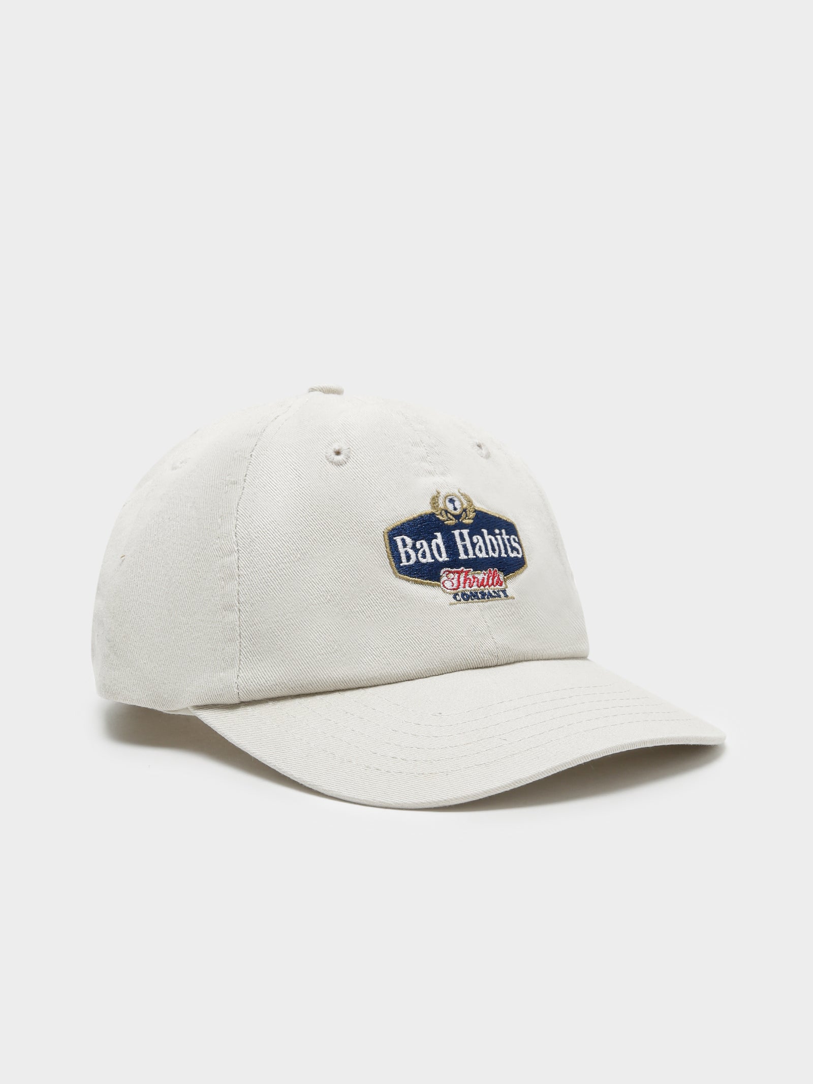 Bad Habits 6 Panel Cap in Dirty White