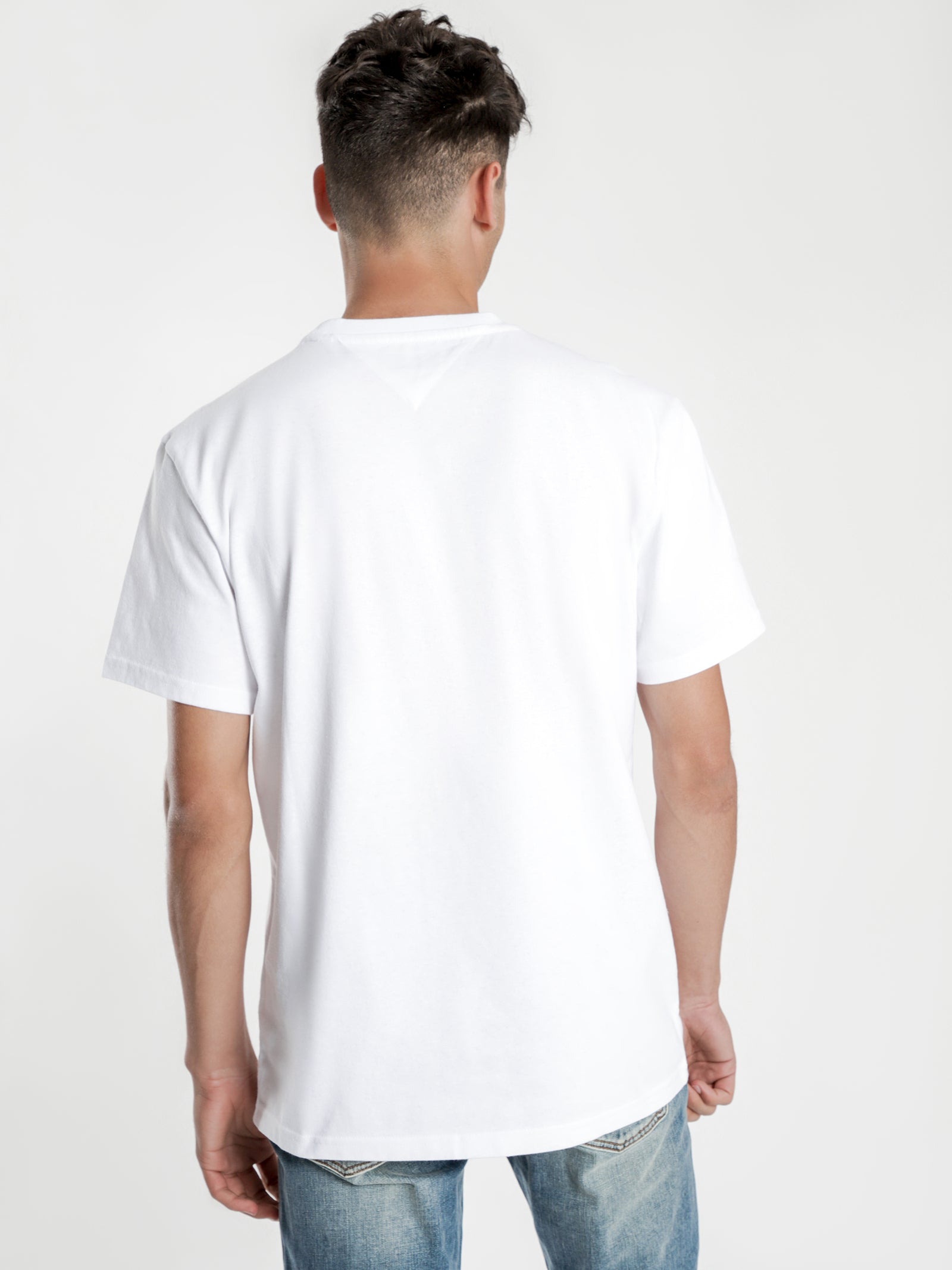 tommy jeans coloured lines logo tee white