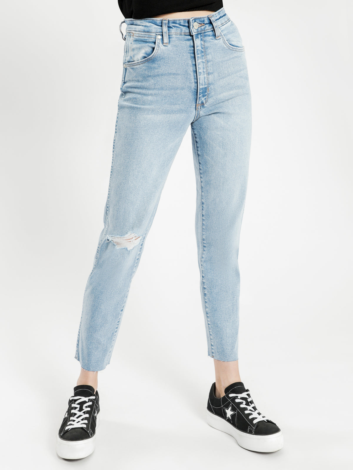 Tyler Cropped Jeans in Choir Destruct Blue Denim - Glue Store