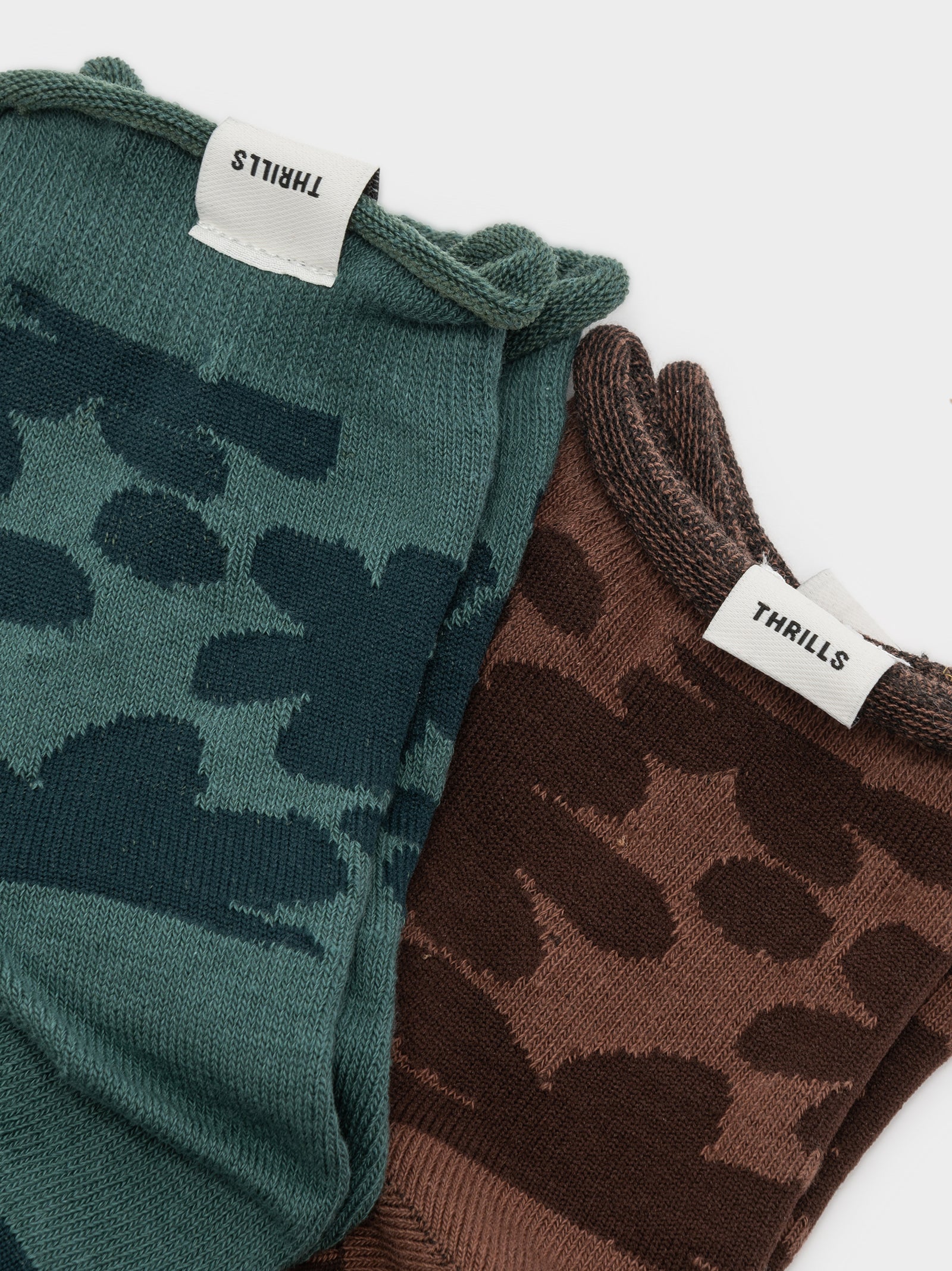 2 Pairs of Layla Crew Socks in Green & Brown