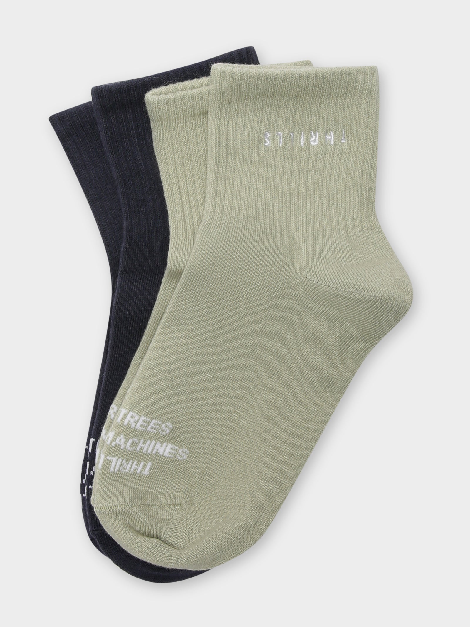 2 Pairs of Minimal Thrills Socks in Eucalyptus Green & Ink Blue