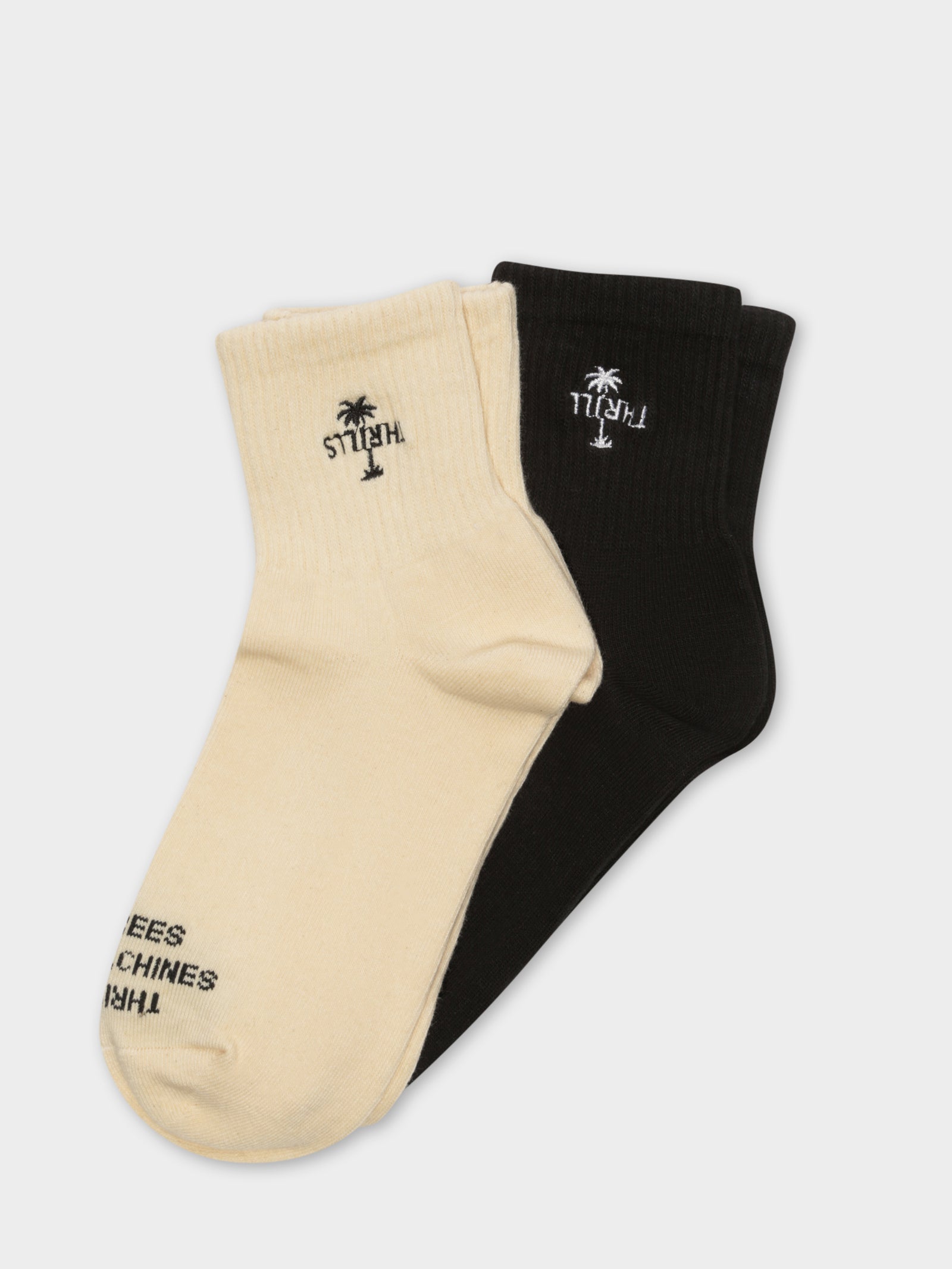 2 Pair Palm Ankle Socks in Black and Yellow