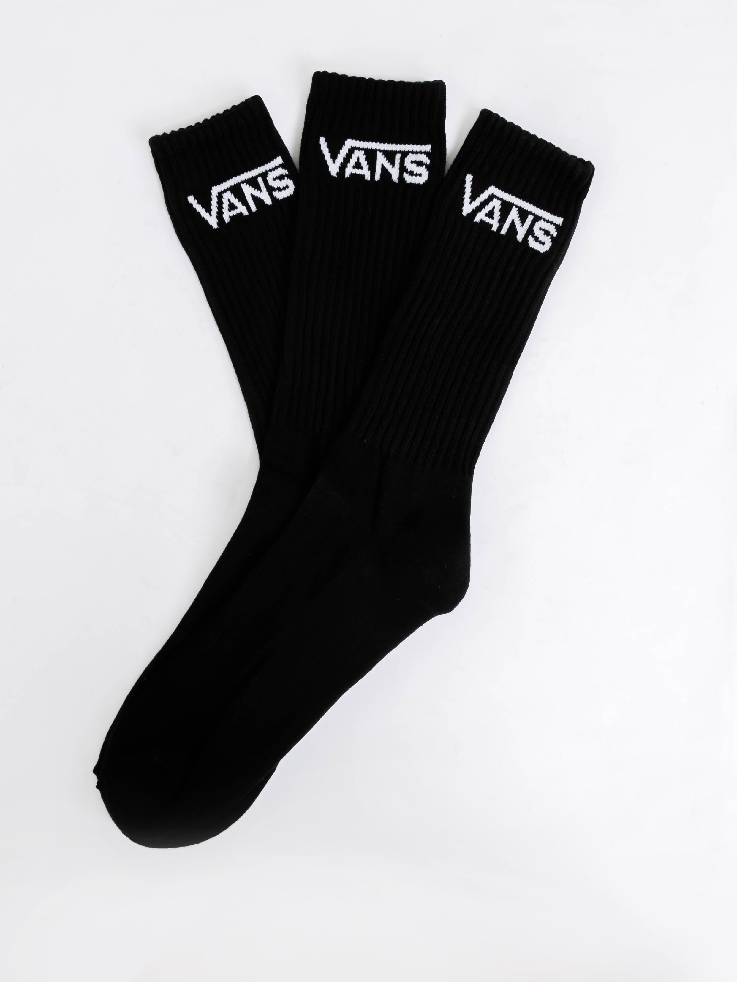 3 Pairs of Classic Crew Socks in Black (Mens US 9.5-13)