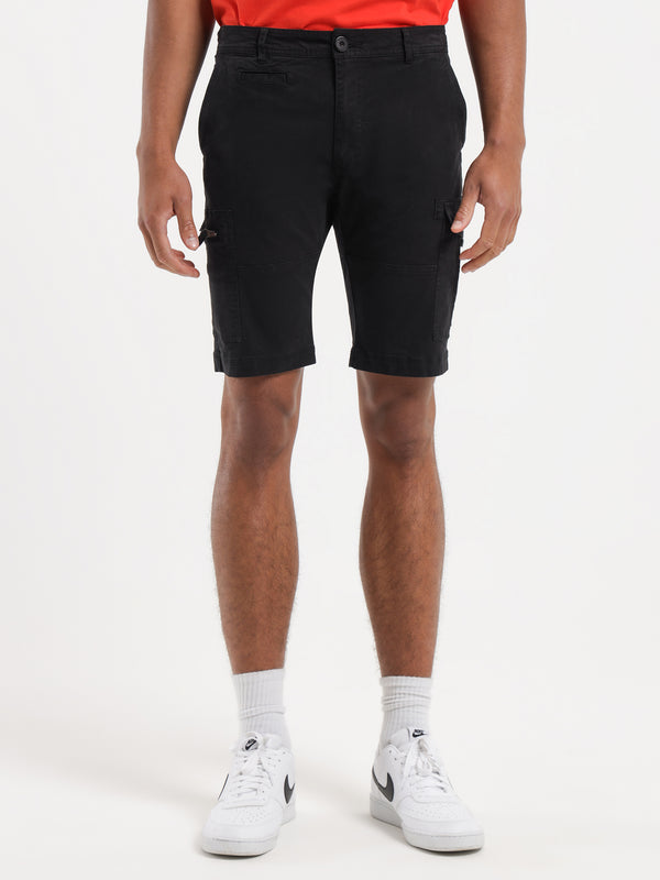 Leon Slim-Fit Cargo Shorts in Black - Glue Store