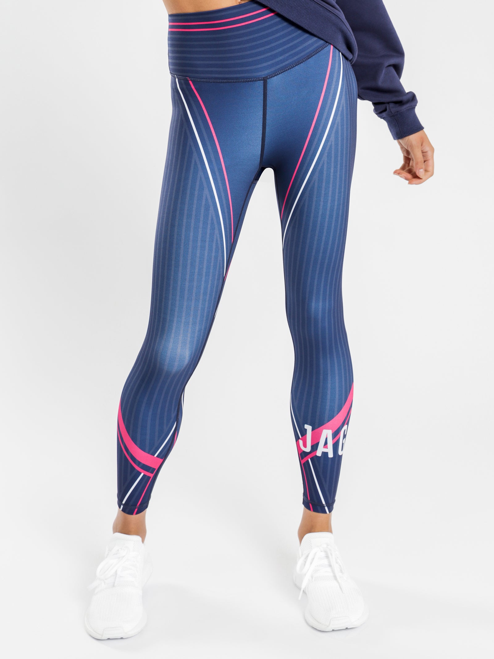 Area High-Waisted 7/8 Leggings in Navy & Pink