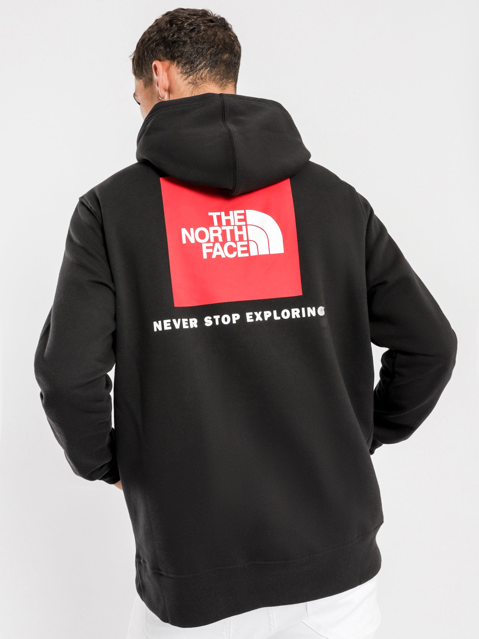 men's red box pullover hoodie