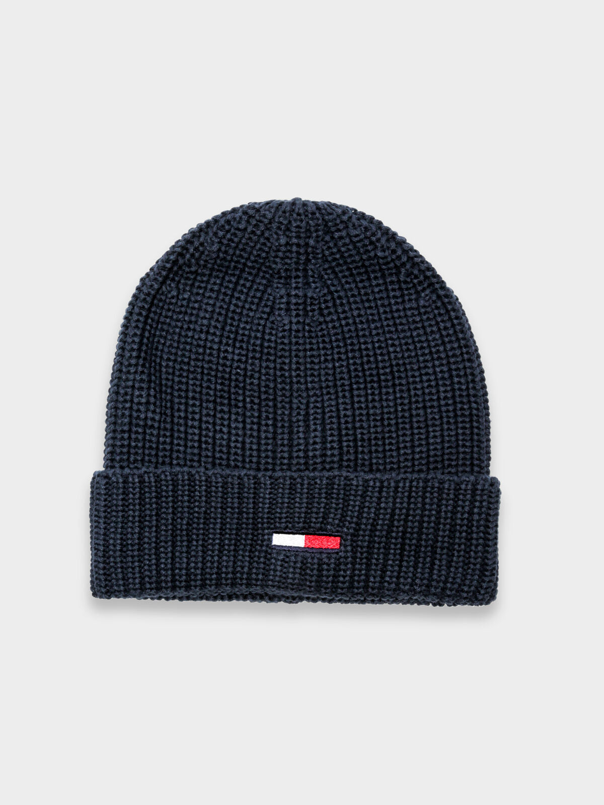 Basic Flag Ribbed Beanie in Iris Blue