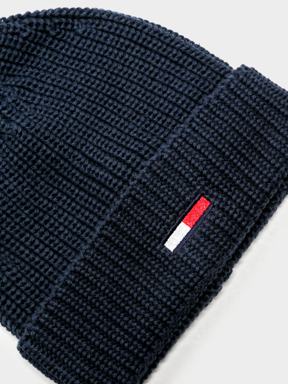 Basic Flag Ribbed Beanie in Iris Blue