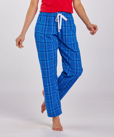 Flannel Pajama Pants - White/blue plaid - Ladies