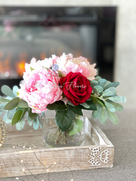 Petite Faux Peonies, Faux Floral Arrangement