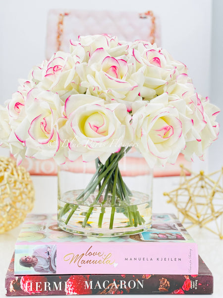 White Blush Pink Real Touch Roses