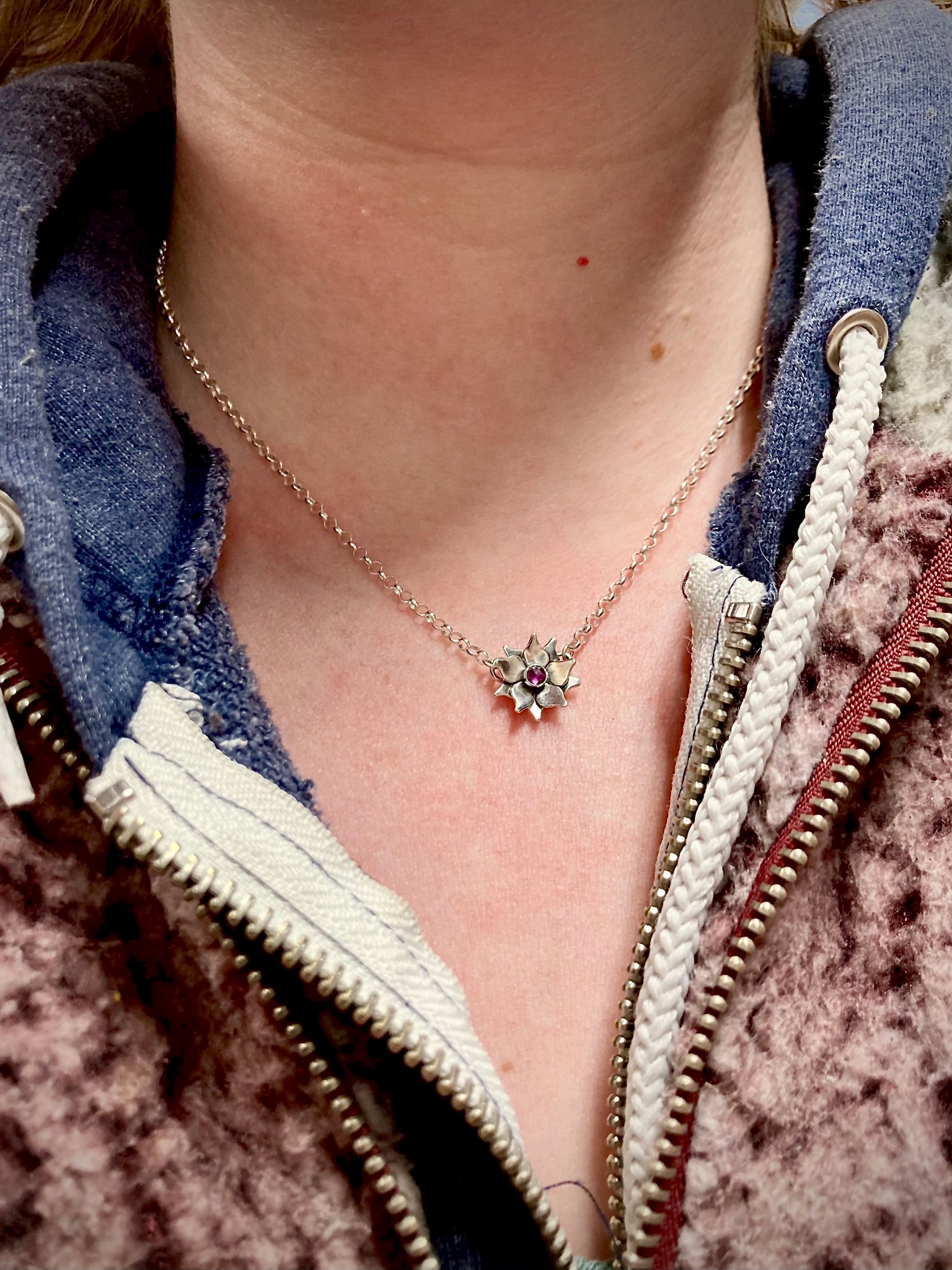 gemstone flower pendant