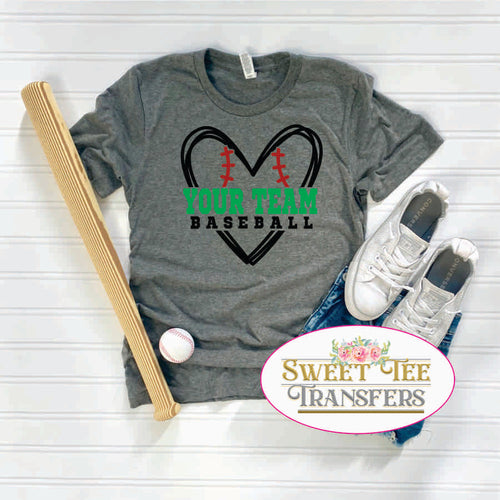 Baseball and Heart Number Vinyl tee