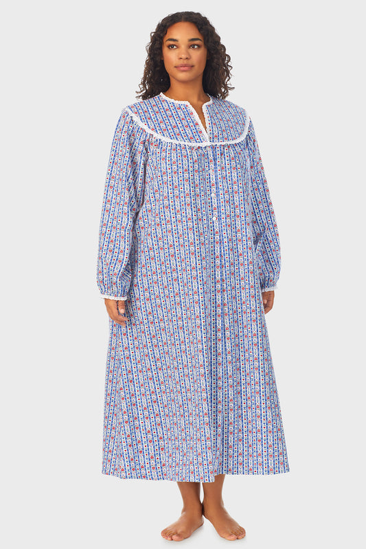 Classic Blue Tyrolean Stripe Flannel Nightgown – Lanz of Salzburg