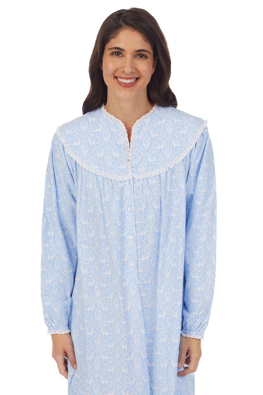 Classic Blue Tyrolean Stripe Flannel Nightgown Plus – Lanz of Salzburg