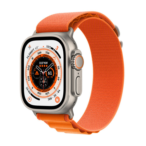 Apple Watch Ultra GPS + Cellular, 49mm Titanium Case with Orange Alpine Loop - Small