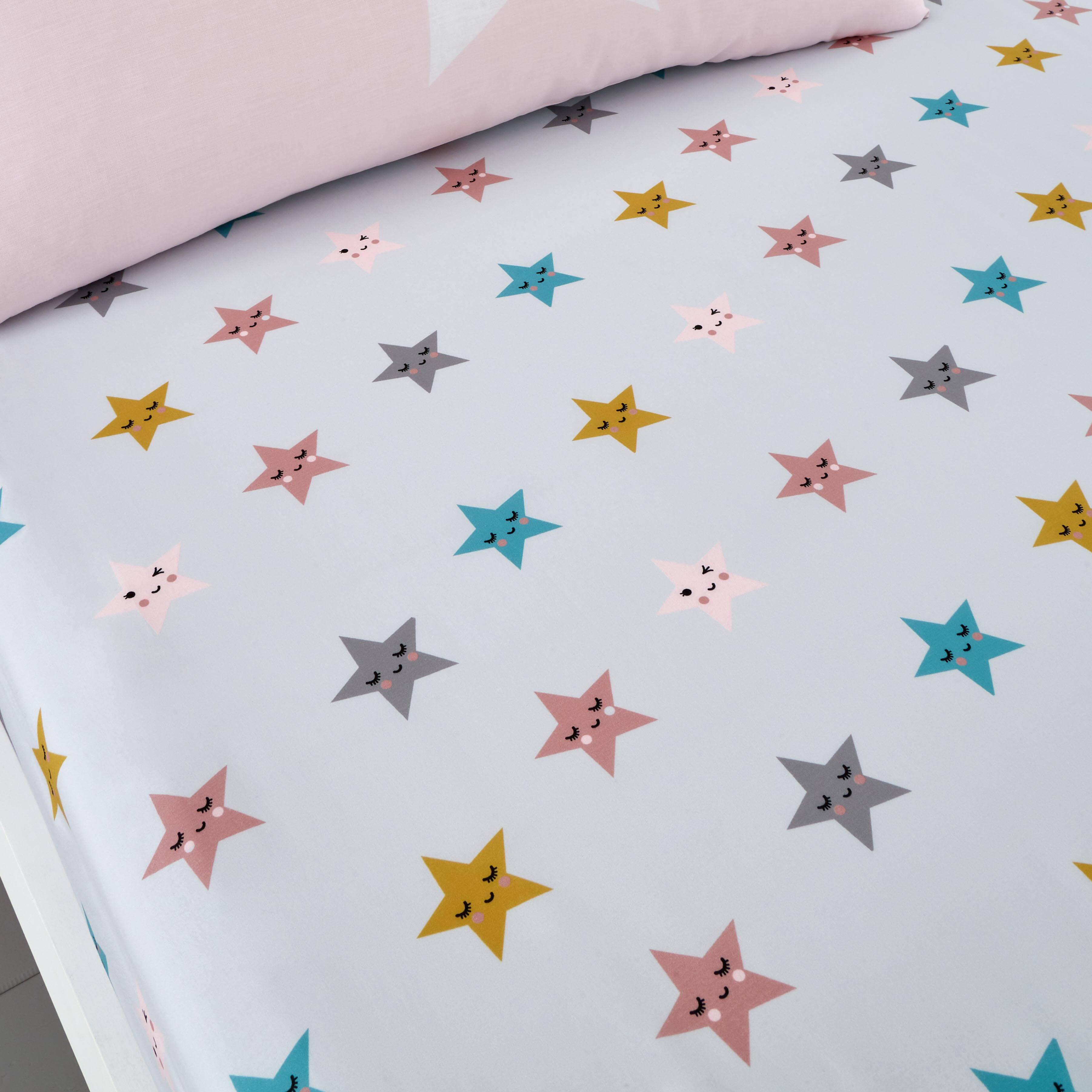 Cosatto 'Happy Stars' 100% Cotton Fitted Bed Sheets (Twin Pack)|Size: Small Single Fitted|pink