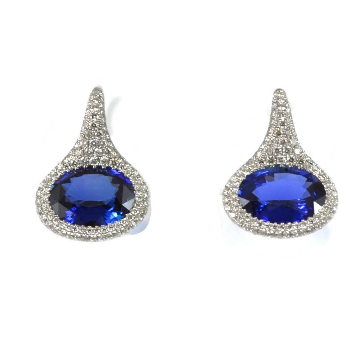 Eclat Earrings with Oval Blue Sapphires and Diamonds, Platinum. | AF ...