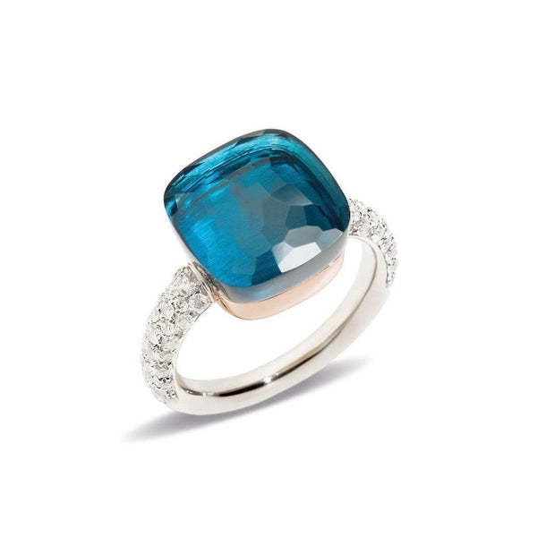 Pomellato - Nudo Maxi - Stackable Ring with London Blue Topaz and Diam ...