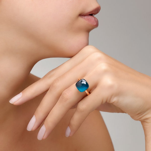 and Blue Pomellato – Jewelers - AF Stackable Nudo Ring, Topaz - Turqu Classic London