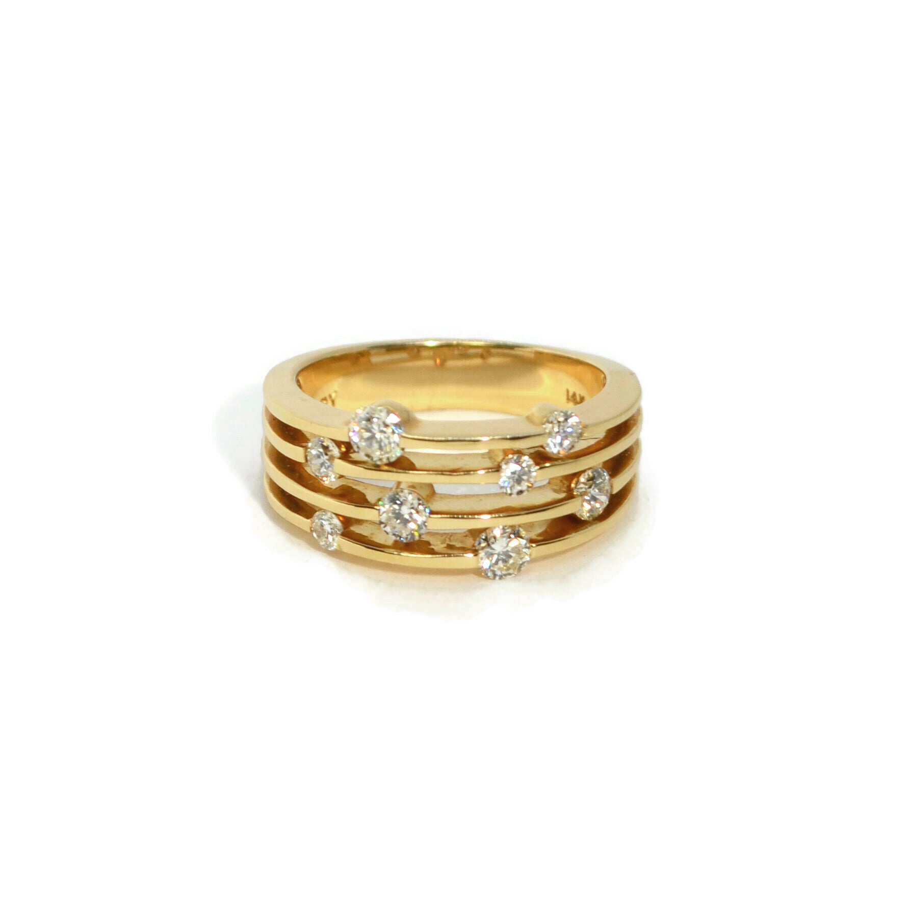 AFJ Diamond Collection - Band Ring with Diamonds and Yellow Gold