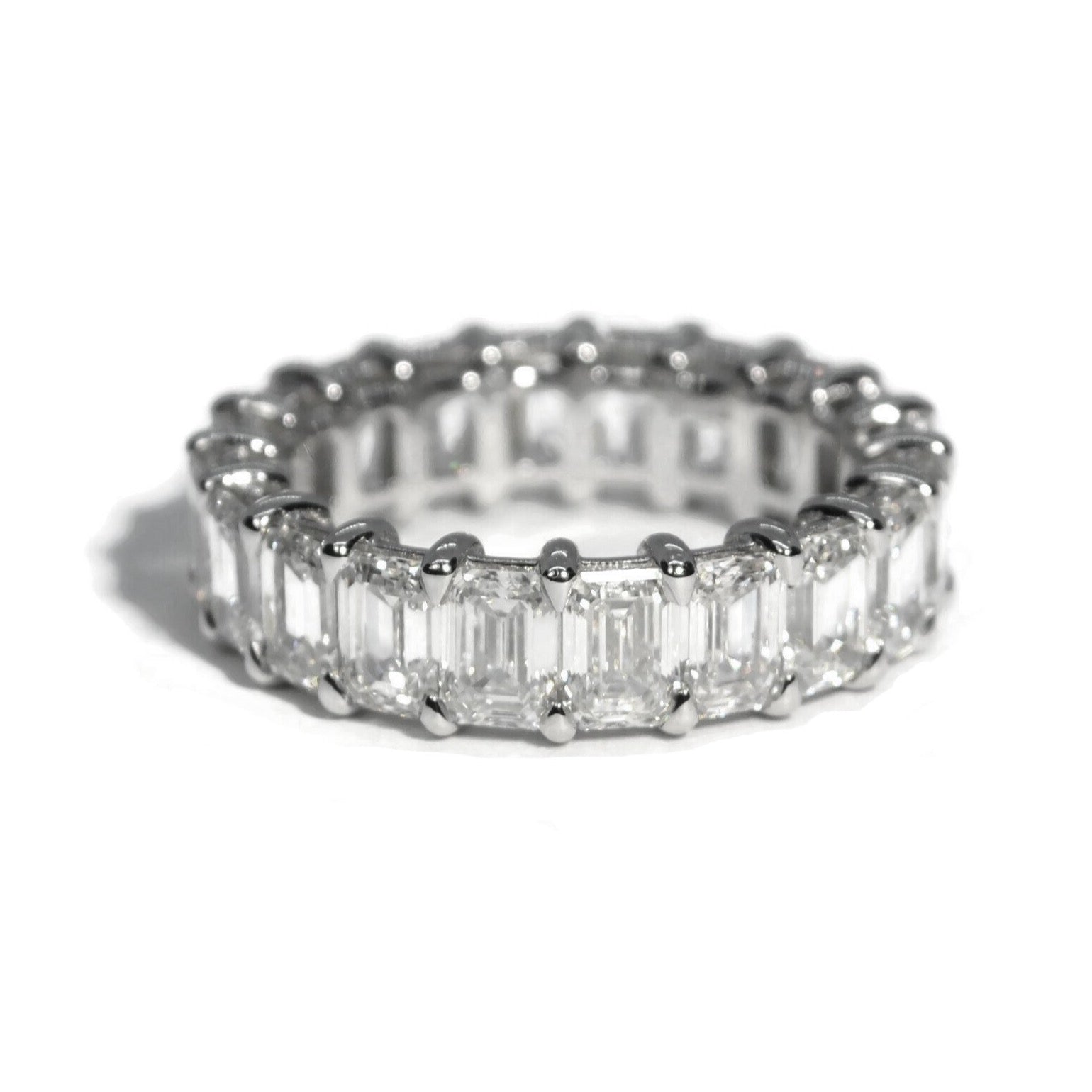 AFJ Diamond Collection - Eternity Band Ring with Emerald-cut Diamonds 6.97 carats, Platinum