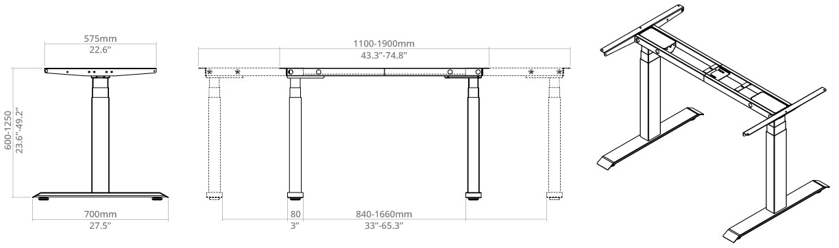 standing desk frame diagram