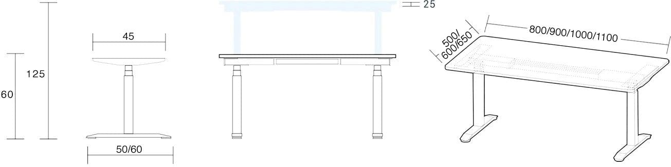 standing desk frame diagram for small spaces