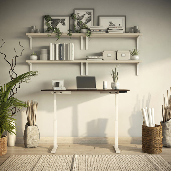 Dual standing desk in dark bamboo