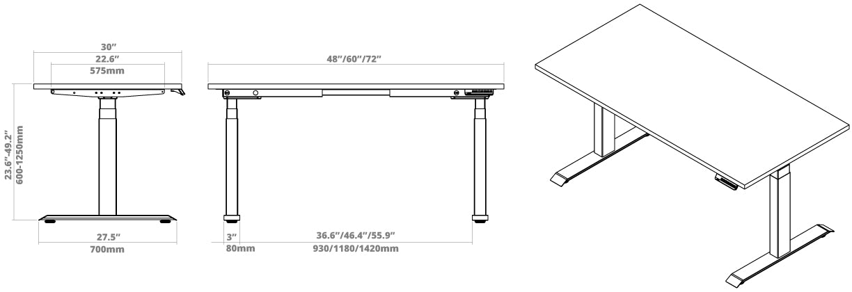 hardwood stand up desk dimensions