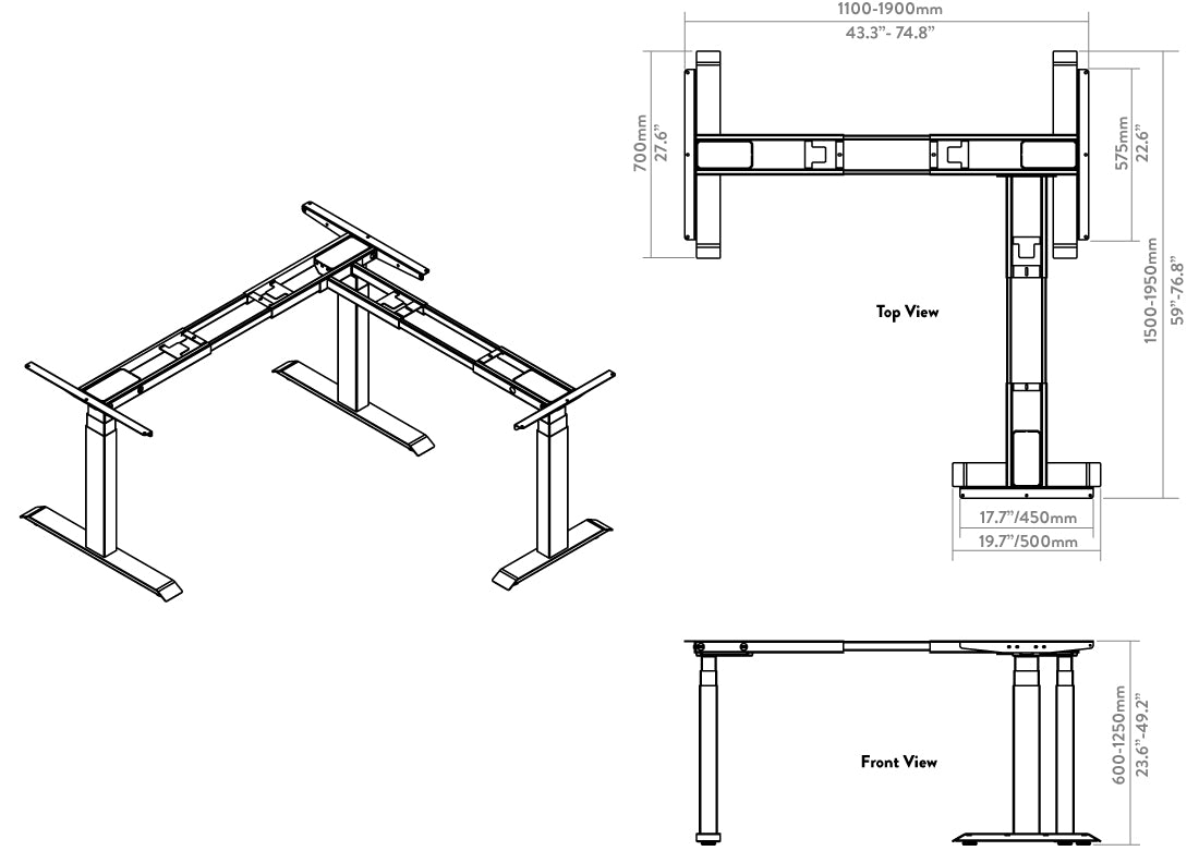 corner desk frame diagram