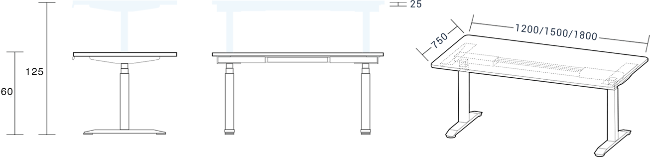 standing desk frame diagram