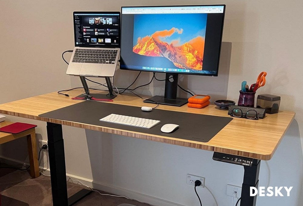 desky dual bamboo sit stand desk