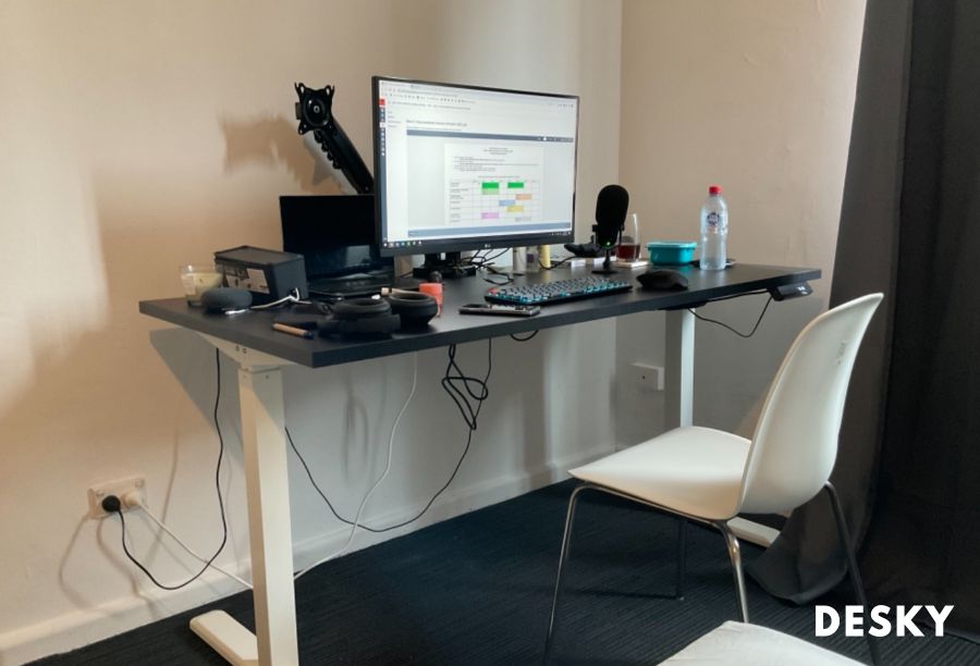 using monitor arms on standing desk